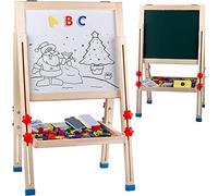 Astrowinter Wooden Art Easel for Kids (Double Sided) - Standing Magnetic Whiteboard Chalkboard Small Toddler Toys AW-048-UK-E