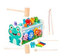 Astrowinter Wooden Montessori Toys for 1 Year Old, 6-in-1 Hammering Pounding with Xylophone & Fishing Game, Preschool Learning Educational Toys, for 1 2 3 Year AW-070-UK-B