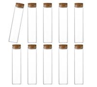 ASTRQLE 10 PCS 60ML 2OZ Empty Clear Glass Test Tubes with Cork Stoppers, Refillable Round Straight Vial Bottle for Lab Party Favors Candy Spices Beads Storage