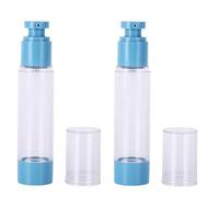 ASTRQLE 2 Pcs 100ml 3.3oz Clear Plastic Airless Pump Bottles for Toiletries Leakproof Cosmetic Lotion Pump Bottles Soap Dispenser Container Jar for Cream Essential Oil Blends Shampoo