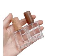 ASTRQLE 2 Pcs 15ml 0.5oz Mini Glass Perfume Bottle Perfume Cologne Dispenser Glass Spray Cosmetic Replacement Bottle Clear Fine Mist Sprayer Bottle with Wood Lid