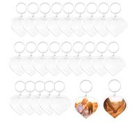 ASTRQLE 25Pcs Clear Acrylic Photo Keyrings Heart Shape Picture Frame Keyring Blank Insert DIY Keychain Snap in Picture Frame Personalised Gift for Loved Ones
