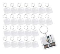 ASTRQLE 25Pcs Clear Acrylic Photo Keyrings Square Shape Picture Frame Keyring Blank Insert DIY Keychain Snap in Picture Frame Personalised Gift for Loved Ones