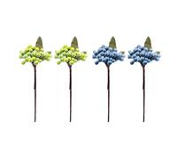 ASTRQLE 4 Pcs Artificial Blue Berry Stems Simulation Flowers Lifelike Blueberry Fruits Stems Fake Blueberries Pick Blueberry Artificial Flowers Floral Arrangement Bouquet Crafts Holiday Home Decor