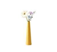 ASTRQLE 8.7 Inch Yellow Tall Conic Ceramic Bud Vase for Home Wedding Decor | Narrow Neck, Stable Weighted Base, Compact Space-Saving, Easy Wipe Clean, Single Stem Flower Vase for Table Centrepiece