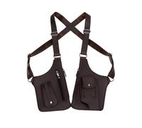 ASTRULUME Premium Leather Adjustable Underarm Shoulder Holster Bag for Men and Women，Multi-Pocket Anti-Theft Double Shoulder Armpit Bag, Dark Brown, 15.5x27.5cm, Adjustable