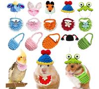 ASTRYAS 15 Pieces Hamster Stuff Includes Mini 6 Mini Hats 4 Bibs 4 Bags Small Animals Mini Knitted Hats Bulk Costume Accessories Cute Tiny Hat for Small Pets Snakes Lizards Hedgehog Guinea Pig
