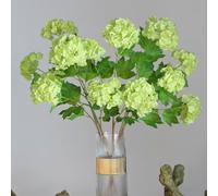 ASTRYAS 6Pcs 26.8'' Artificial Snowball Viburnum Flowers, Snowball Lifelike Latex Long Stem Real Touch Green Fake Small Hydrangea Flower for Home Party Outdoor Wedding Table Centerpiec Decor(Green)