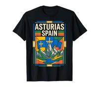 Asturias Spain Flag Retro Mountain Travel Graphic T-Shirt