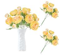 astylishome Artificial Bouquet of Flowers Artificial Peony Bouquet Silk Big Peonies Flowers with Buds for Wedding Home Office Hotel Decoration Table Centerpieces DIY Floral Arrangements Yellow 4407