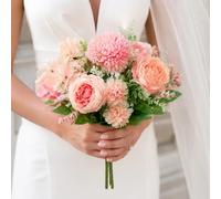 astylishome Artificial Flowers 2 Pack Fake Peony Silk Light Pink Hydrangea Bouquet Decor Plastic Carnations Daisy Realistic Flower Arrangements Wedding Decoration Table Centerpieces F3425