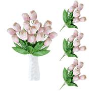 astylishome Artificial Flowers for Grave 21 Pcs White Tulip Fake Tulips Flower Realistic and Natural Faux Tulip for Indoor Outdoor Wedding Photography and Other Decorations 0116