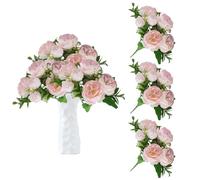 astylishome Artificial Flowers Outdoor Realistic Appearance Rose Flower Bouquets for Home Wedding Party Decoration 21 Pcs Autumn Pink DIY Floral Arrangements Decor 0204