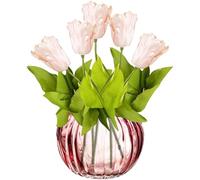 astylishome Artificial Tulips Fake Flowers Pink - 5pcs Faux Flower with Stem for Wedding Decorations DIY Bouquets 4808