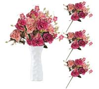 astylishome Bouquet of Flowers Bunches Bouquet of Artificial Silk Flower Carnations Flower Heads Fake Carnations Plastic Flowers for Home Wedding Party Decoration Red and Pink 4415