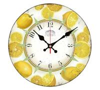 astylishome Clocks Lemon Yellow Tropical Fruit Silent Non Ticking Round Wall Clock 30cm Easy to Read Decorative for Living Room Dinning Kitchen Home Battery Operated 2003