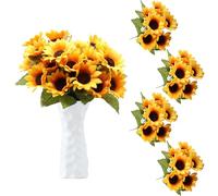 astylishome Fake Flowers 28 Bunches Artificial Sunflower Bouquets Faux Sunflowers with Stems Realistic Yellow Sun Flowers for Arrangement Centerpieces Wedding Home Decorations 1302