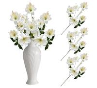 astylishome Fake Flowers for Decoration Artificial Plant - 3 Bunches Faux White Floral Arrangement Home Decor 4522