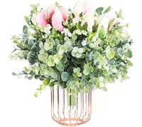 astylishome Fake Flowers for Outside Artificial Tulips Flower 6 Pcs Faux Tulip Real Touch Bouquet for Wedding Arrangements Home Party Hotel Floral Decoration Pink 1709