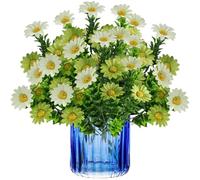 astylishome Faux Flowers Artificial Daisies Cemetery Flower Daisy Realistic Appearance False Plastic Memorial Bouquet for Window Box Home Table Centerpieces Decor Green 0607