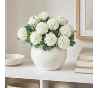 astylishome Faux Flowers White Artificial Hydrangea Silk Chrysanthemum Small Ball Flowers for Home Garden Party Office Decoration Bridal Wedding Bouquets Floral Arrangement White 3207