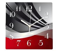astylishome Garden Clock Abstract Square Wall Mounted Black Red Silent Non Ticking Art Painting Clocks for Bedroom Living Room School Home Decor Modern Style 0408