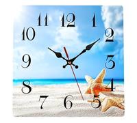astylishome Garden Clock Beach Starfish Wall Silent Non Ticking Art Painting Modern Style Clocks for Bedroom Living Room School Home Decor Battery Operated 0708