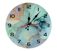 astylishome Kitchen Clock Non Ticking Silent Clocks Battery Operated Decorative Round Wall Mounted 25 CM for Living Room Green Marble Kitchen Accessories 0908