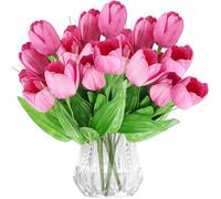 astylishome Pink Artificial Flowers Real Touch Tulips Faux Tulip Flower Arrangement Bouquet for Wedding Bridal Bouquets Party Home Dining Room Office Decoration 0115