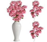 astylishome Realistic Fake Flowers Artificial Bouquet - 2 Bunches Pink Faux Floral for Wedding Party Home Decor 5313