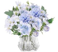 astylishome Small Artificial Flowers Hydrangea with Stem Real Touch Fake Hydrangeas Flower Bouquets for Wedding Home Party Garden Centerpiece Pack of 28 Blue 1018
