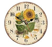 astylishome Sun Flower Clock Wall Clocks - Modern Sunflower Pattern Round Silent Non Ticking Battery Operated Decoration for Living Room Bedroom Kitchen Office School 0806