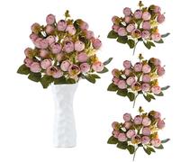 astylishome Tall Faux Flowers for Indoors Peony Artificial Flowers Fake Silk Peonies Bouquet Faux Rose Pink Flowers Bride Bouquet for Wedding Party Home Decoration Flower Arrangement 3716