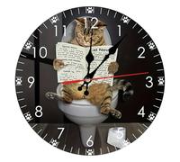 astylishome Wall Clock Cute Cat Round Non Ticking Silent 12 Inch Modern Decorative Clocks Battery Operated Creative Quiet for Bedroom Living Room Decor 1701
