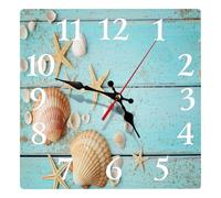 astylishome Wall Clock Shells Starfish Square Silent Non Ticking Large Thickness Modern Style Art Painting Clocks for Bedroom Living Room School Home Decor 0701
