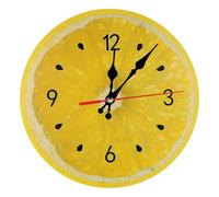 astylishome Wall Clocks for Living Room Silent Round 12 Inch Modern Style Non Ticking 30cm Decorative Bedroom Office Study Room Kitchen Clock Lemon Yellow 2004