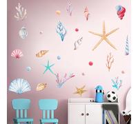 astylishome Wall Stickers for Kitchen Sea Sticker PVC Waterproof Self Adhesive Decals Shells Removable Wallpaper for Window Stairway Home Decoration TV Walls Art 1516