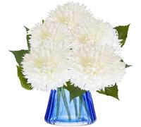 astylishome White Fake Flower Bunch for Graves - 5pcs Artificial Chrysanthemum Silk Bouquet Real Touch 5509
