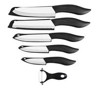 Astylway 6-Piece Ceramic Knife Set in Black with Cover - Includes Peeler, 3-inch Paring, Bread, 6-inch Small Chef