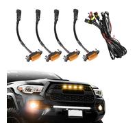 ASUBHA 4PCS LED Grille Lights, Bright Amber LED Grill Lights with Wiring Harness, Waterproof Front Grill Trim Lamps, Vehicle Exterior Grille Lamps Replacement for 2016-2019 Tacoma TRD PRO Front Grille