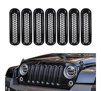 ASUBHA 7PCS Front Grill Mesh Inserts, Matte Black Front Mesh Grille Cover Guard Clip-in Compatible with Jeep JK Wrangler & Wrangler Unlimited 2007-2018 Accessories Clip-in Grille Guard Cover Trim