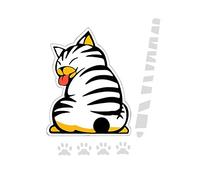 Asudaro Car Sticker Cartoon Cat with Moving Tail Yellow, White PVC Rectangular Waterproof Outdoor Car Sticker Decal