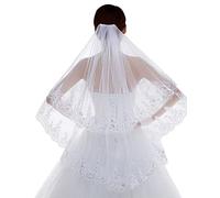 Asudaro Elegant Soft Tulle Veil, Bridal Veil Elegant Soft Tulle Wedding Bridal Long Veil Bridal Veil Wedding Vails With Comb Curling Edge Retro Women'S Bridal Short Veil 80-100Cm White