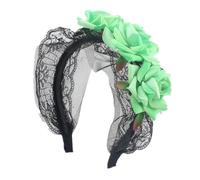 Asudaro Halloween Headband Rose Petal Velvet Gothic Cosplay Party Headwear Lace Headband Crown with Veil for Women