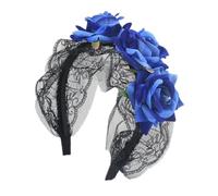 Asudaro Halloween Headband Rose Petal Velvet Gothic Cosplay Party Headwear Lace Headband Crown with Veil for Women