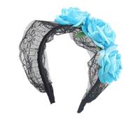 Asudaro Halloween Headband Rose Petal Velvet Gothic Cosplay Party Headwear Lace Headband Crown with Veil for Women