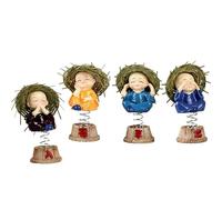 Asudaro Mini Monk Buddha Resin Figurine, Monk Hat Shaking Head Ornament Sculptures Of Little Monk With Straw Hat Statue Resin Buddha Small Monk Ornaments Universal Car Home Office