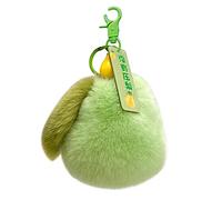 Asudaro Pom Pom Ball Keychain, Creative Pom Pom Keychain Fluffy Pompom Pear Keyring Cute Fruit Fluffy Key Ring Fluffy Plush Ball Key Ring Backpack Hanging Charm Pendant