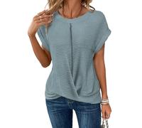 Asudaro Women's Loose Knitted Vest Plus Crochet Vest Sleeveless Mesh Detail Blue
