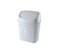 Asude 8L Mini Dustbin Office Bathroom Kitchen Waste Rubbish Bin Paper Plastic Desk Bin (White)